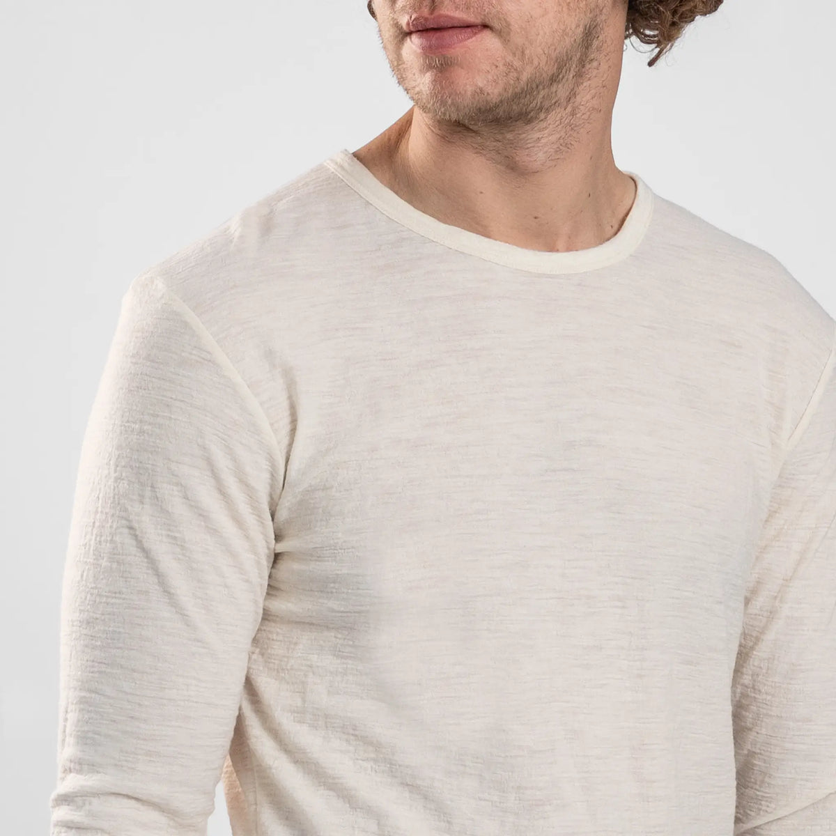 mens thermal wool long sleeve tshirt color undyed