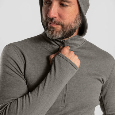 mens ultimate outdoor baselayer half zip hoodie color natural gray