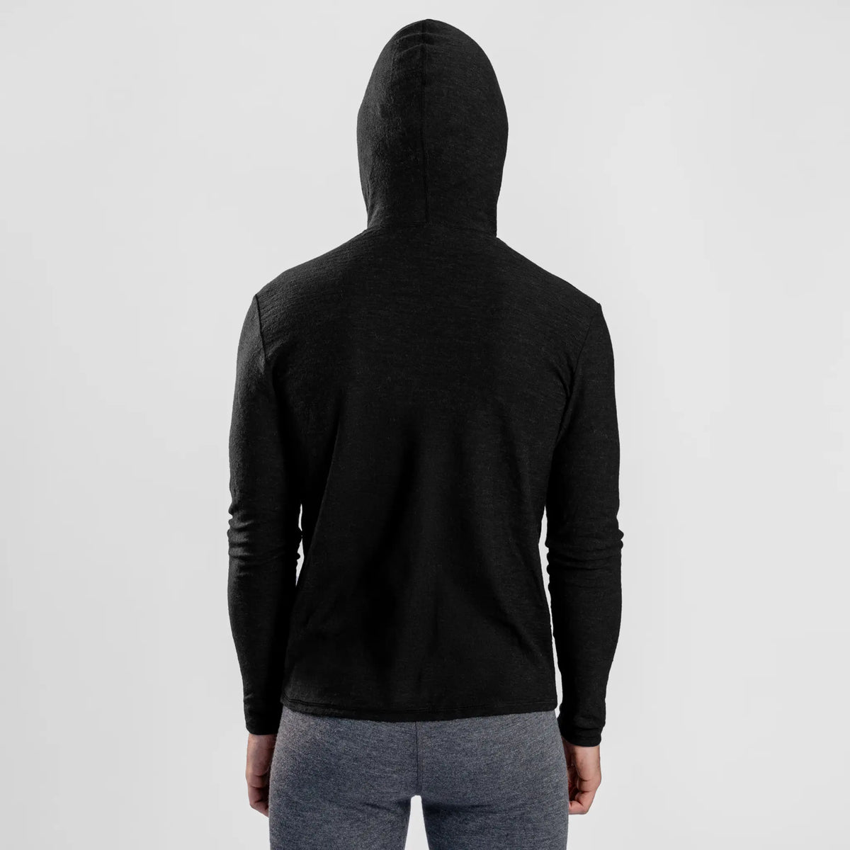 Men's Alpaca Wool Sun Hoodie: 160 Ultralight color black