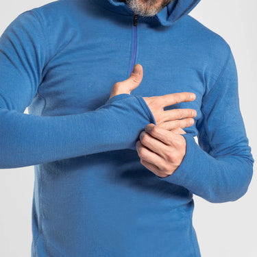 mens ultra soft baselayer half zip hoodie color baby blue
