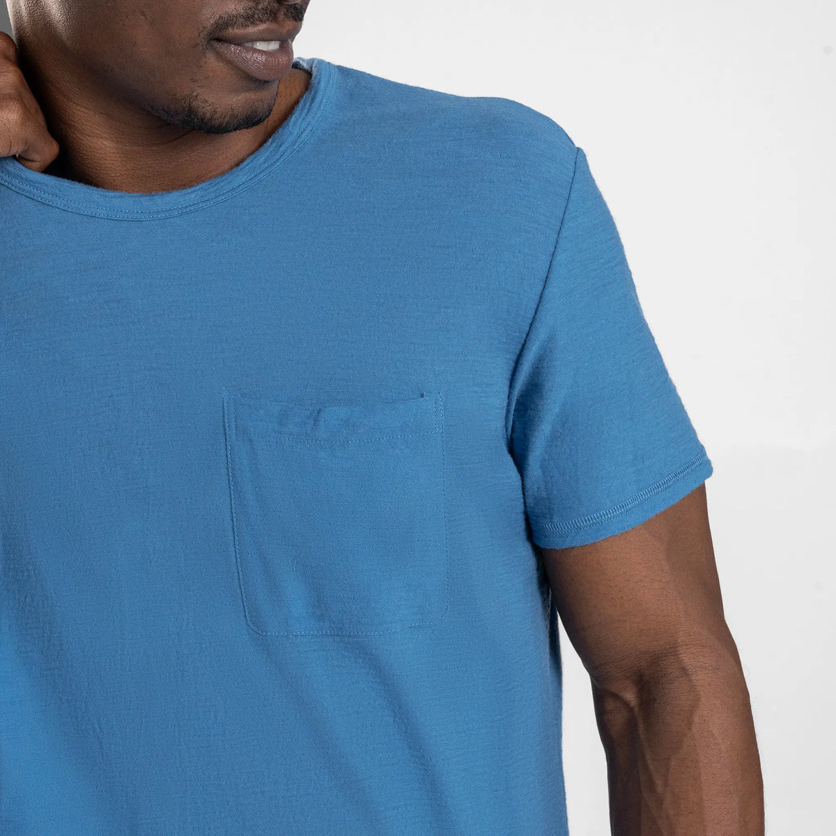 mens ultra soft crew pocket color baby blue