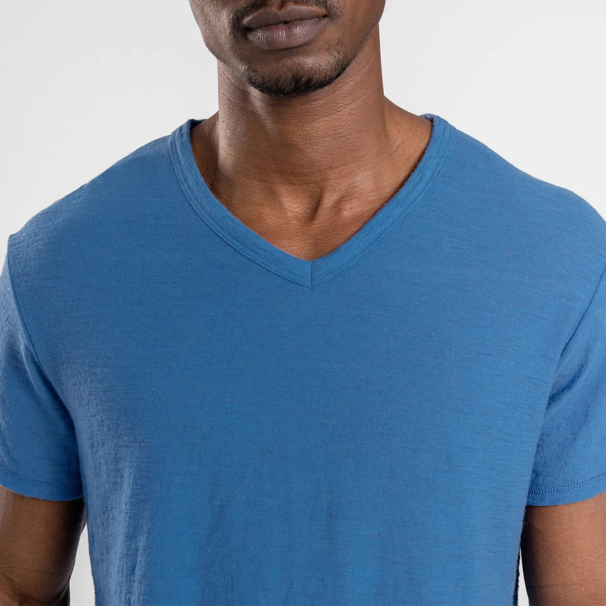 Men's Alpaca Wool T-Shirt: 160 Ultralight V-Neck color baby blue
