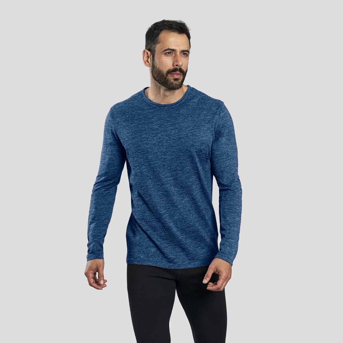 Men's Alpaca Wool Long Sleeve T-Shirt: 160 Ultralight color natural blue