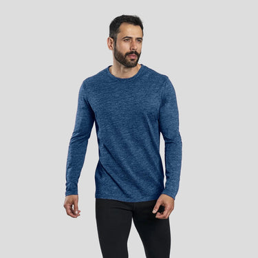 Men's Alpaca Wool Long Sleeve T-Shirt: 160 Ultralight color natural blue