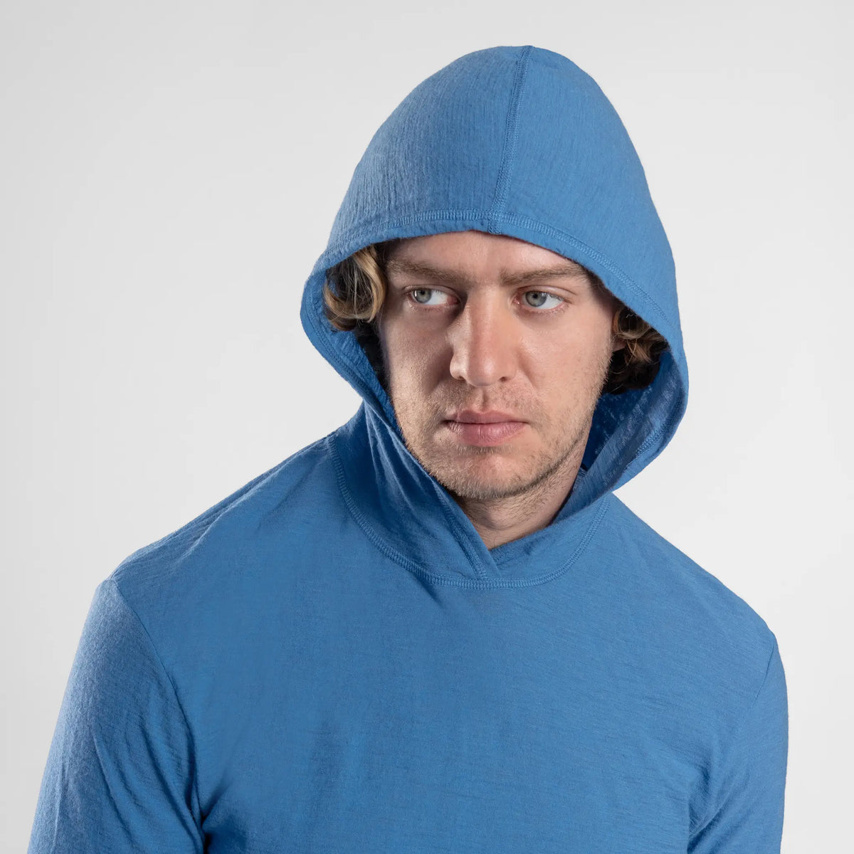 Men's Alpaca Wool Sun Hoodie: 160 Ultralight color baby blue
