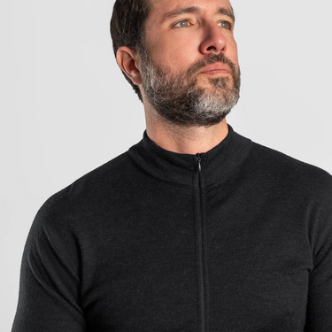 mens versatile design baselayer half zip color black