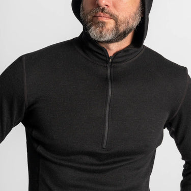 mens versatile design baselayer half zip hoodie color black