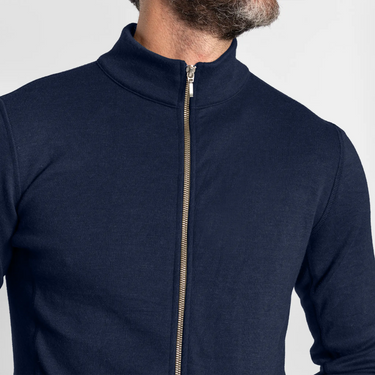 mens versatile design jacket full zip color navy blue