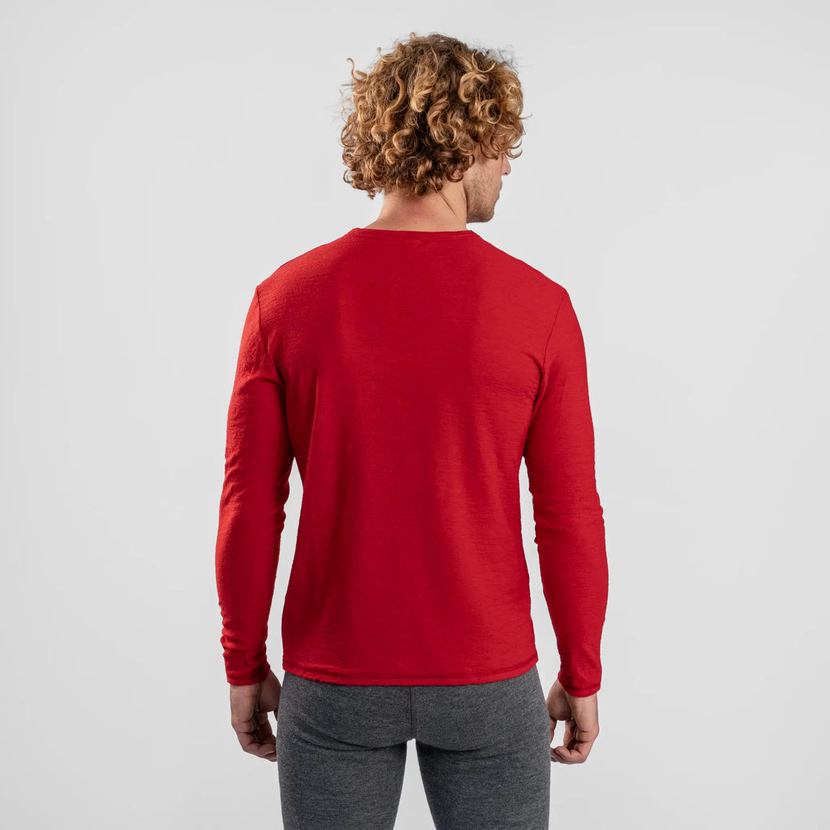 Men's Alpaca Wool Long Sleeve T-Shirt: 160 Ultralight color red