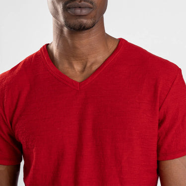 mens versatile design vneck tshirt color red