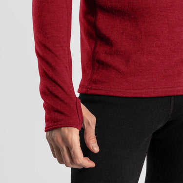 mens warmest baselayer half zip hoodie color maroon