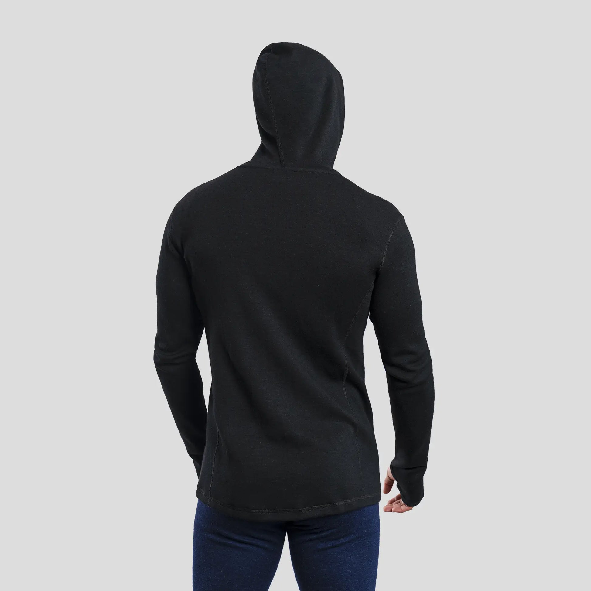 Men's Alpaca Wool Hoodie Jacket: 420 Midweight Full-Zip color Black