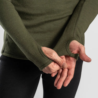 mens wind protection baselayer half zip hoodie color green