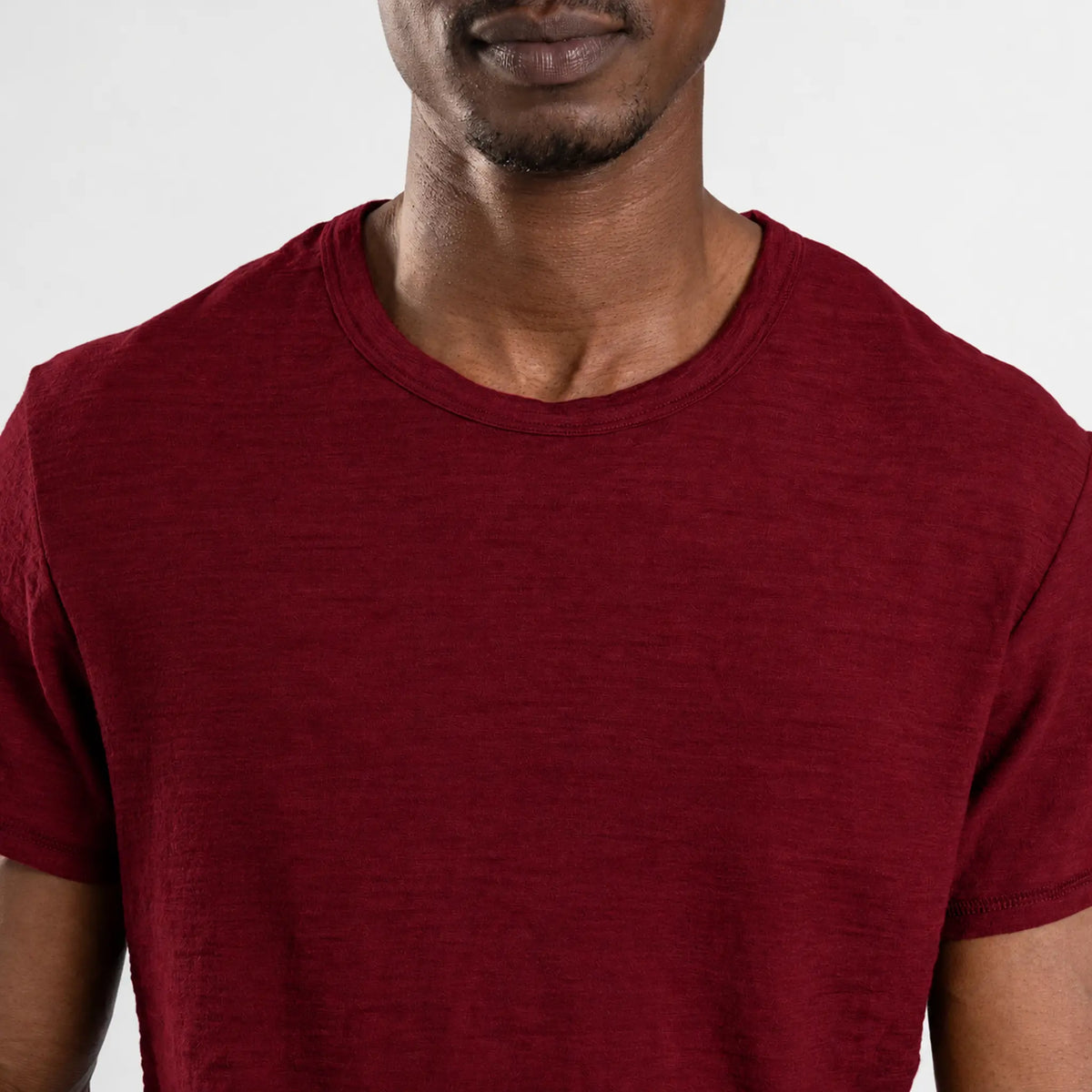 Men's Alpaca Wool T-Shirt: 160 Ultralight Crew Neck color Natural Maroon