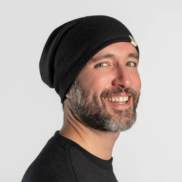 unisex fast drying folded beanie hat mid color black