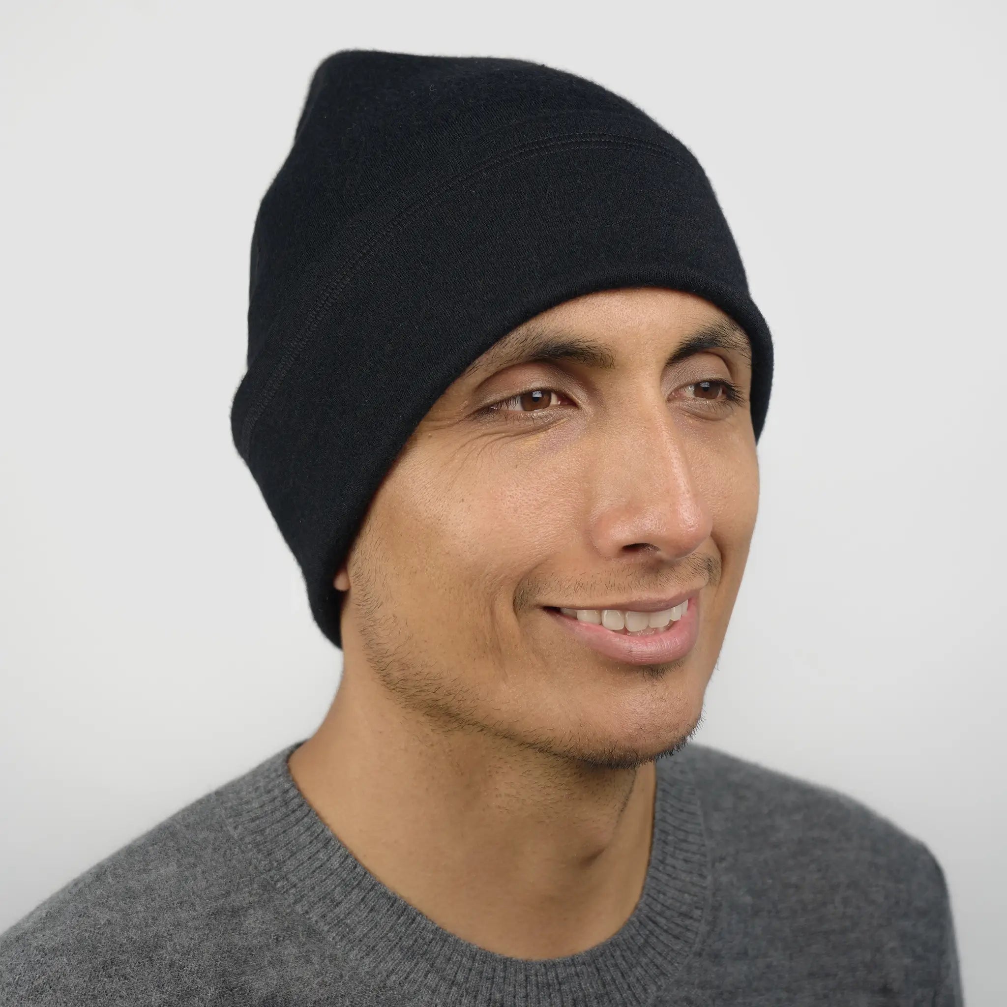unisex functional folded beanie hat lightweight color black