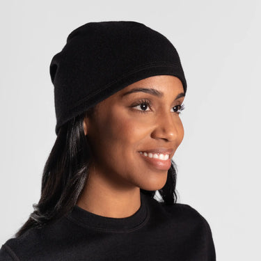 unisex high performance folded beanie hat mid color black