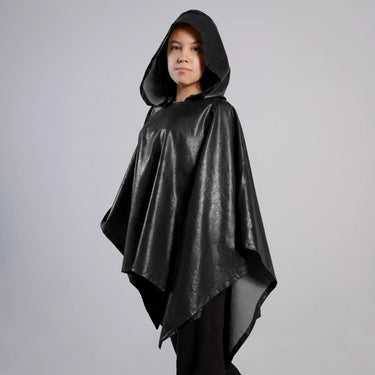 unisex hypoallergenic waterproof hooded rain poncho color black