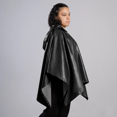 unisex low impact waterproof hooded rain poncho color black