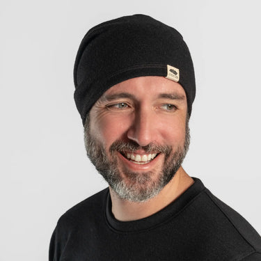 unisex natural product folded beanie hat mid color black