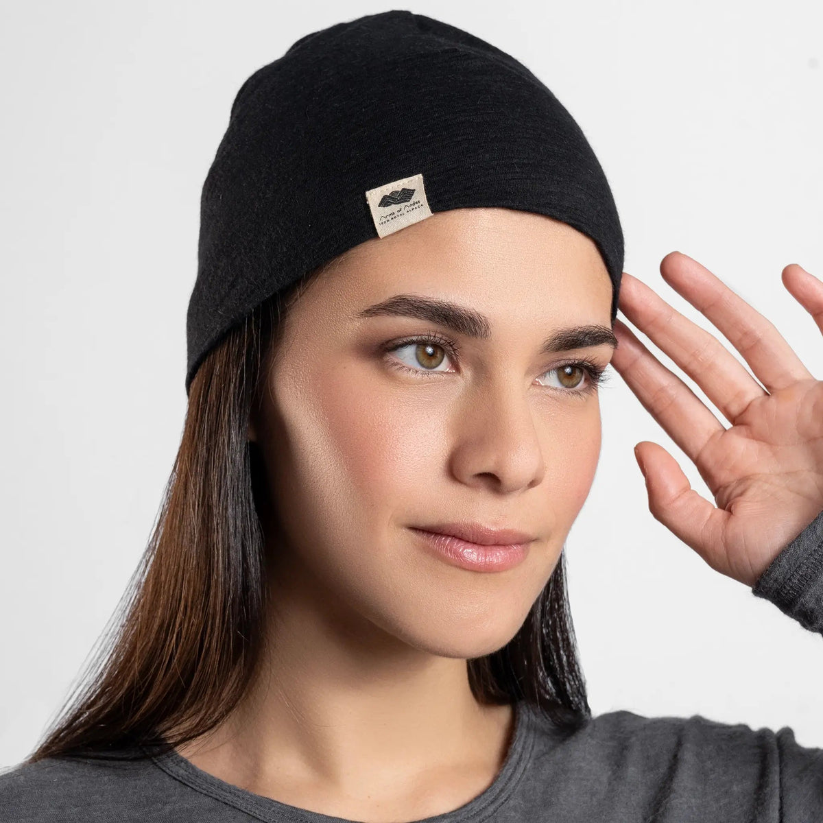Alpaca Wool Beanie: 160 Ultralight color black