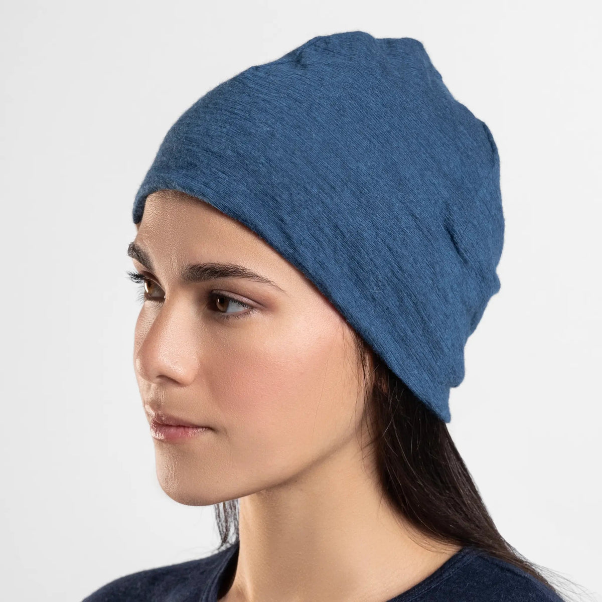 Alpaca Wool Beanie: 160 Ultralight color natural blue