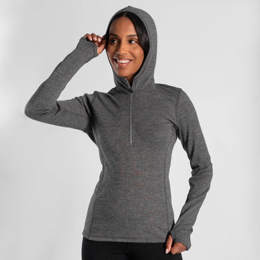 women all natural baselayer hoodie lightweight color gray
