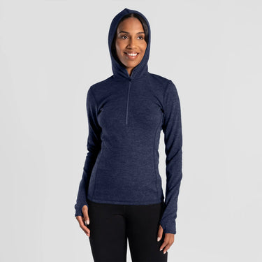 women all purpose baselayer hoodie lightweight color navy blue