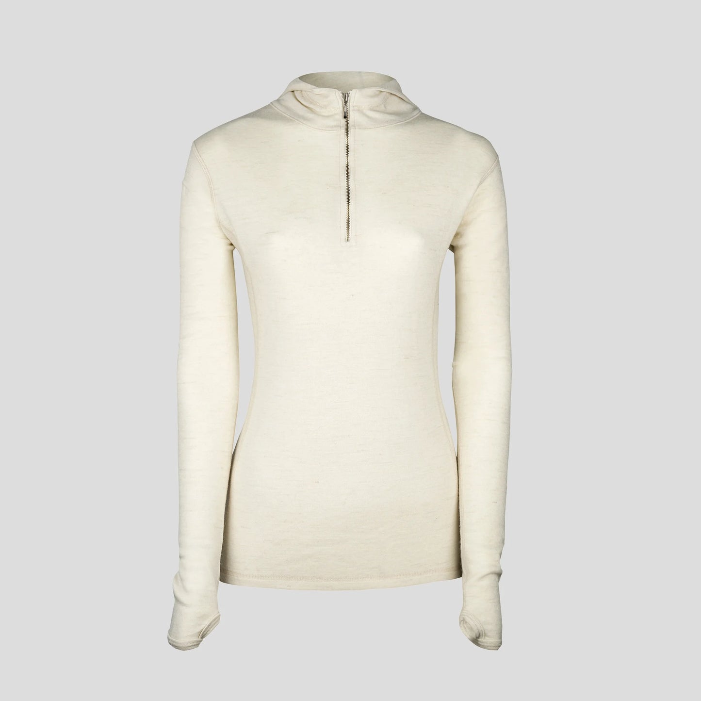 women antibacterial alpaca wool baselayer hoodie lightweight color natural white