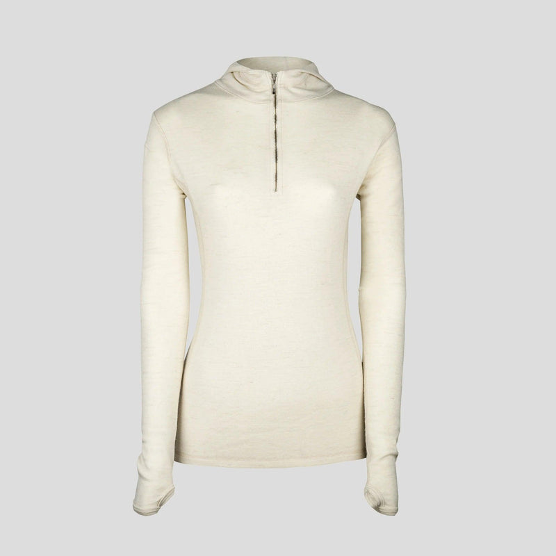 women antibacterial alpaca wool baselayer hoodie lightweight color Undyed