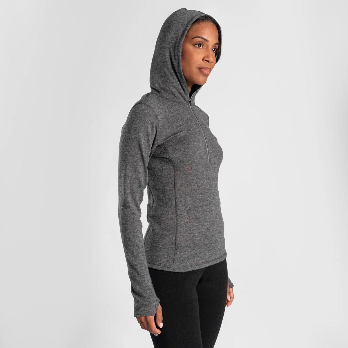 women antibacterial baselayer hoodie lightweight color gray