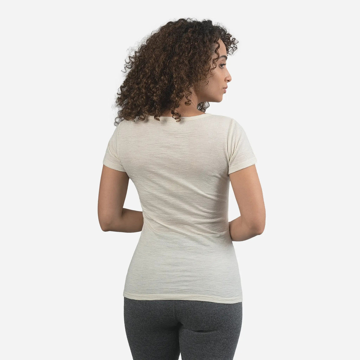 Women's Alpaca Wool T-Shirt: 160 Ultralight V-Neck color undyed