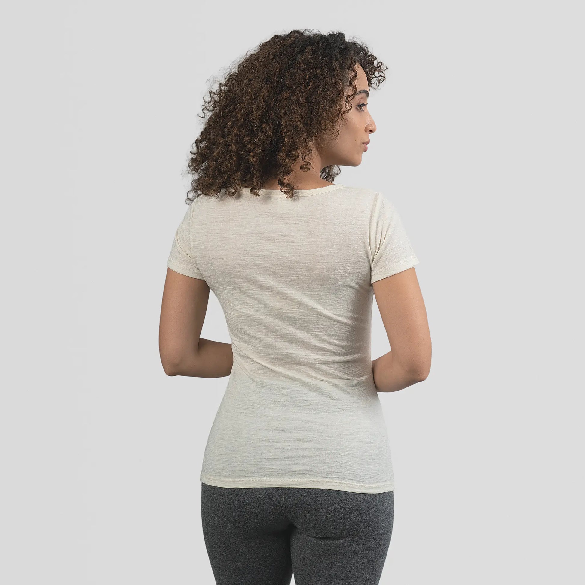 Women's Alpaca Wool Shirt: 160 Ultralight V-Neck color Natural White