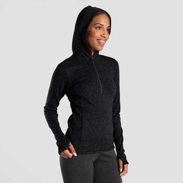 women ecological baselayer hoodie lightweight color black