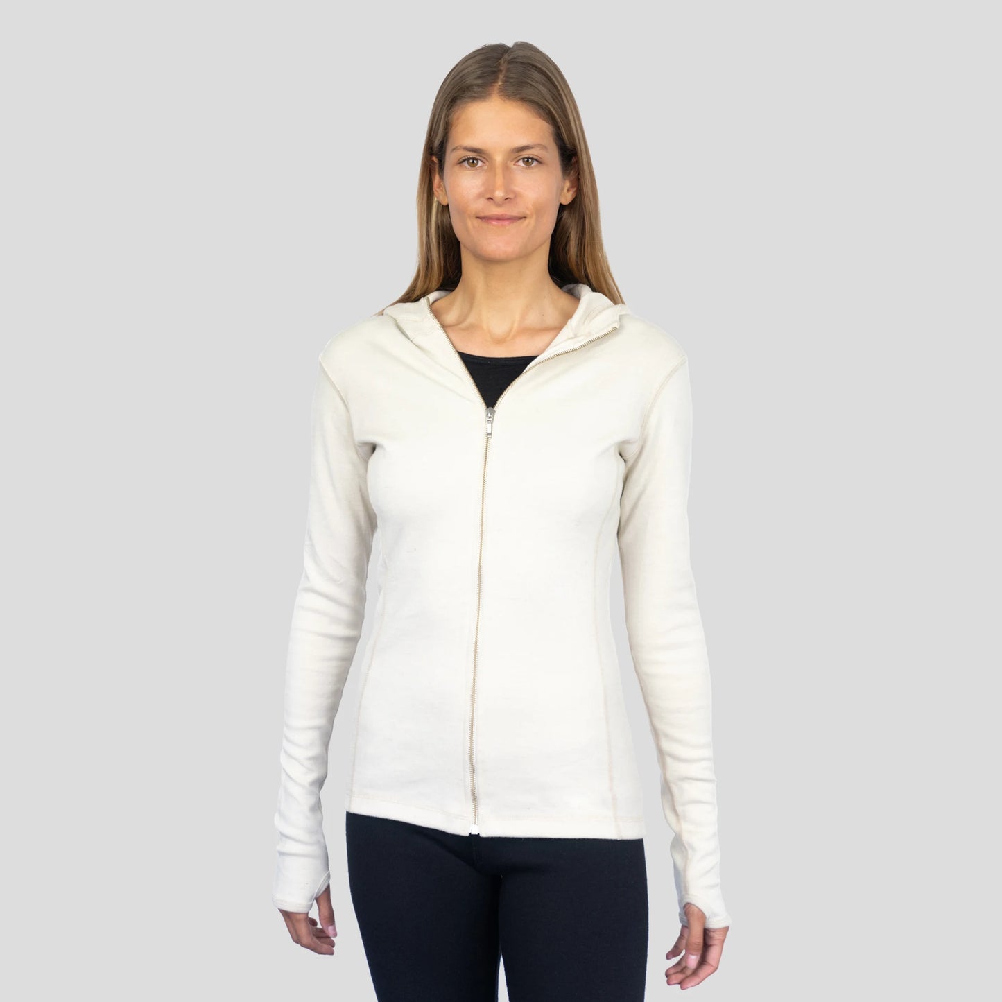 women ethical alpaca wool jacket hoodie midweight color natural white