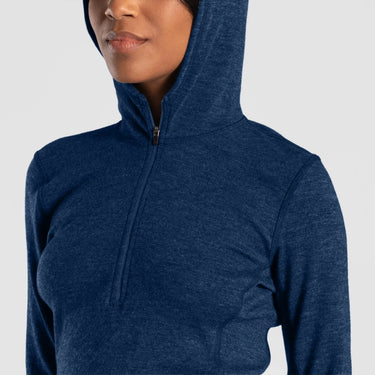 women high performance baselayer hoodie lightweight color natural blue