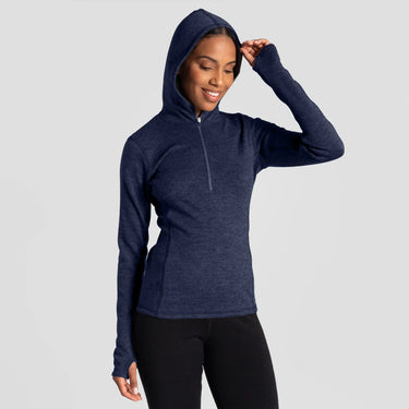 women highly breathable baselayer hoodie lightweight color navy blue