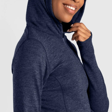 women low moisture absorption baselayer hoodie lightweight color navy blue