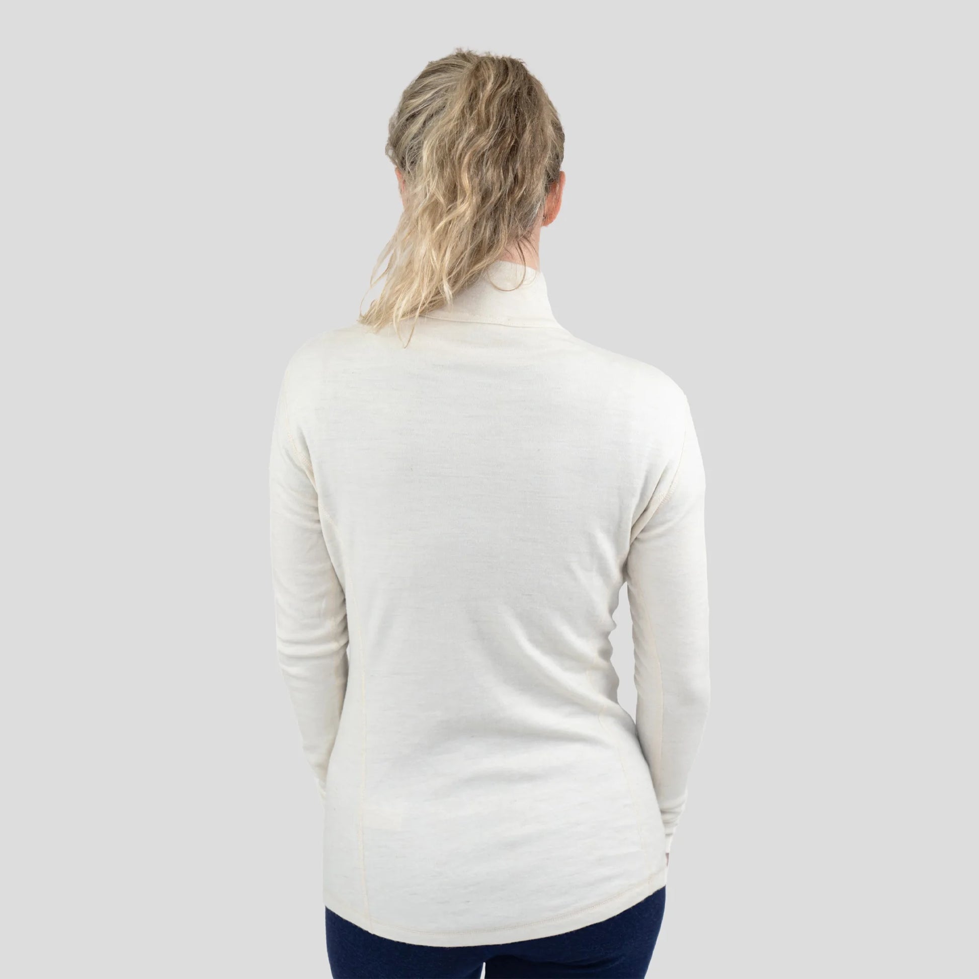 women moisture wicking alpaca wool baselayer half zip lightweight color natural white