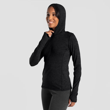 women moisture wicking baselayer hoodie lightweight color black
