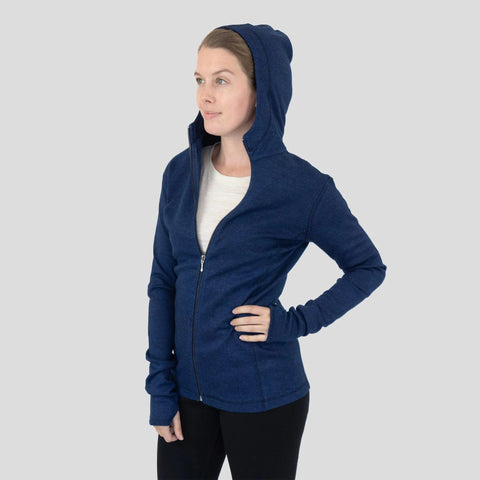 Women's Alpaca Wool Hoodie Jacket: 420 Midweight Full-Zip