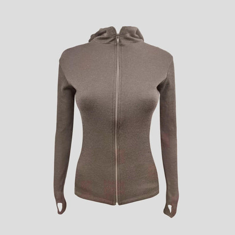 Women's Alpaca Wool Hoodie Jacket: 420 Midweight Full-Zip