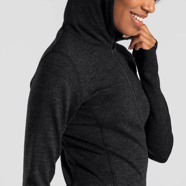 women outdoor baselayer hoodie lightweight color black