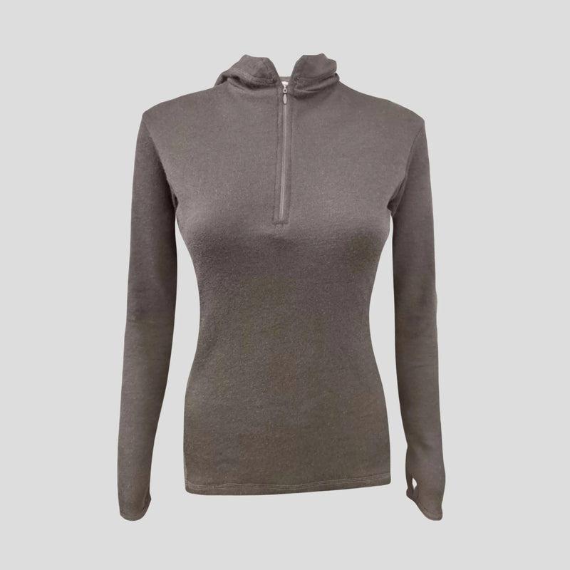 women royal alpaca wool baselayer hoodie lightweight color natural gray