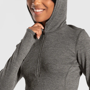 women single origin baselayer hoodie lightweight color natural gray