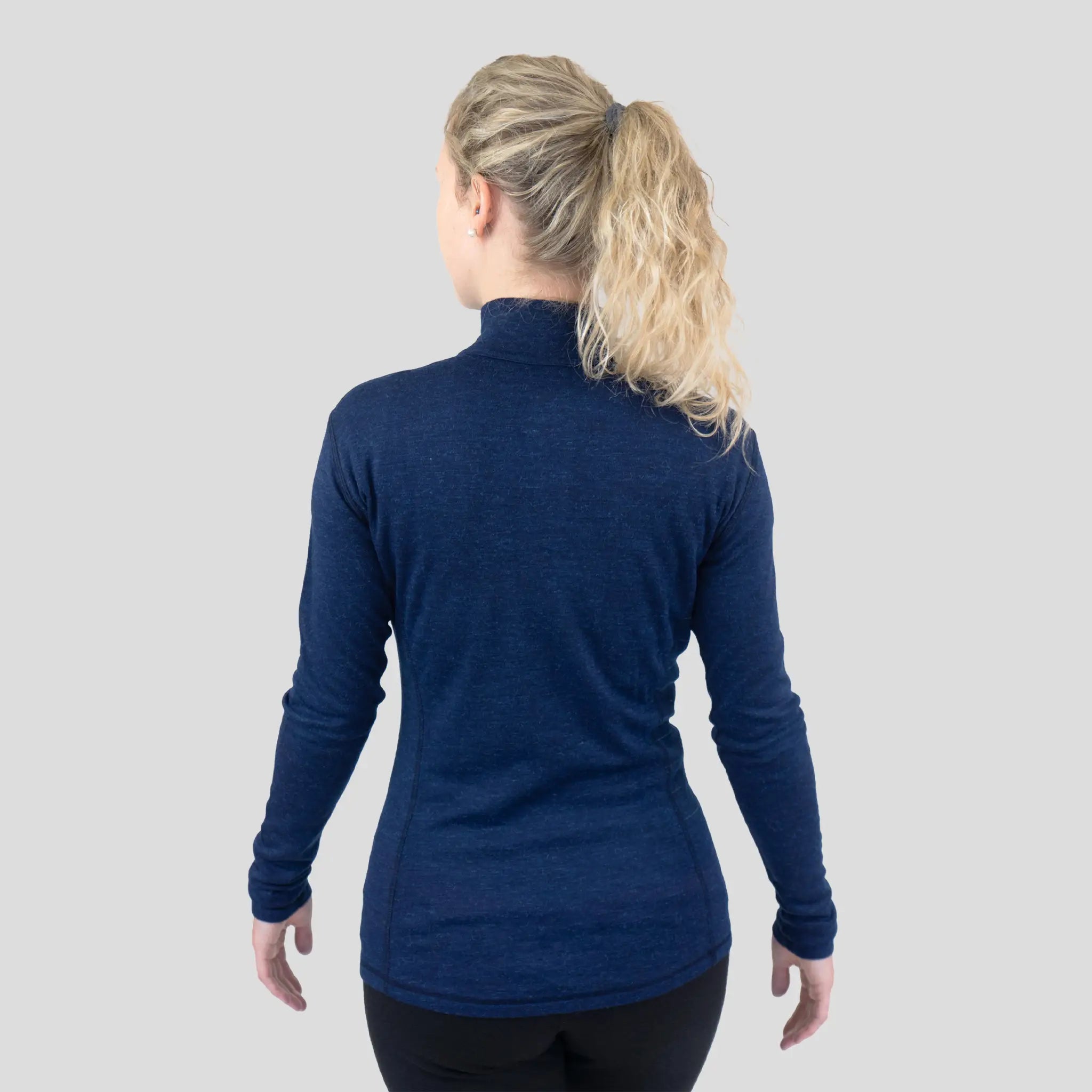 Women's Alpaca Wool Base Layer: 300 Lightweight Half-Zip color Natural Blue