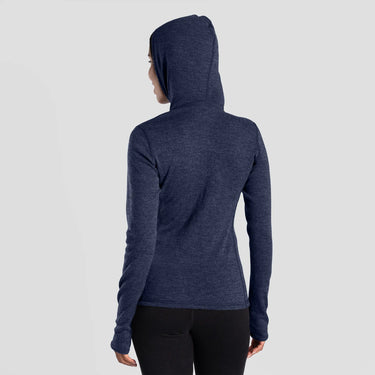 women sweat wicking baselayer hoodie lightweight color navy blue