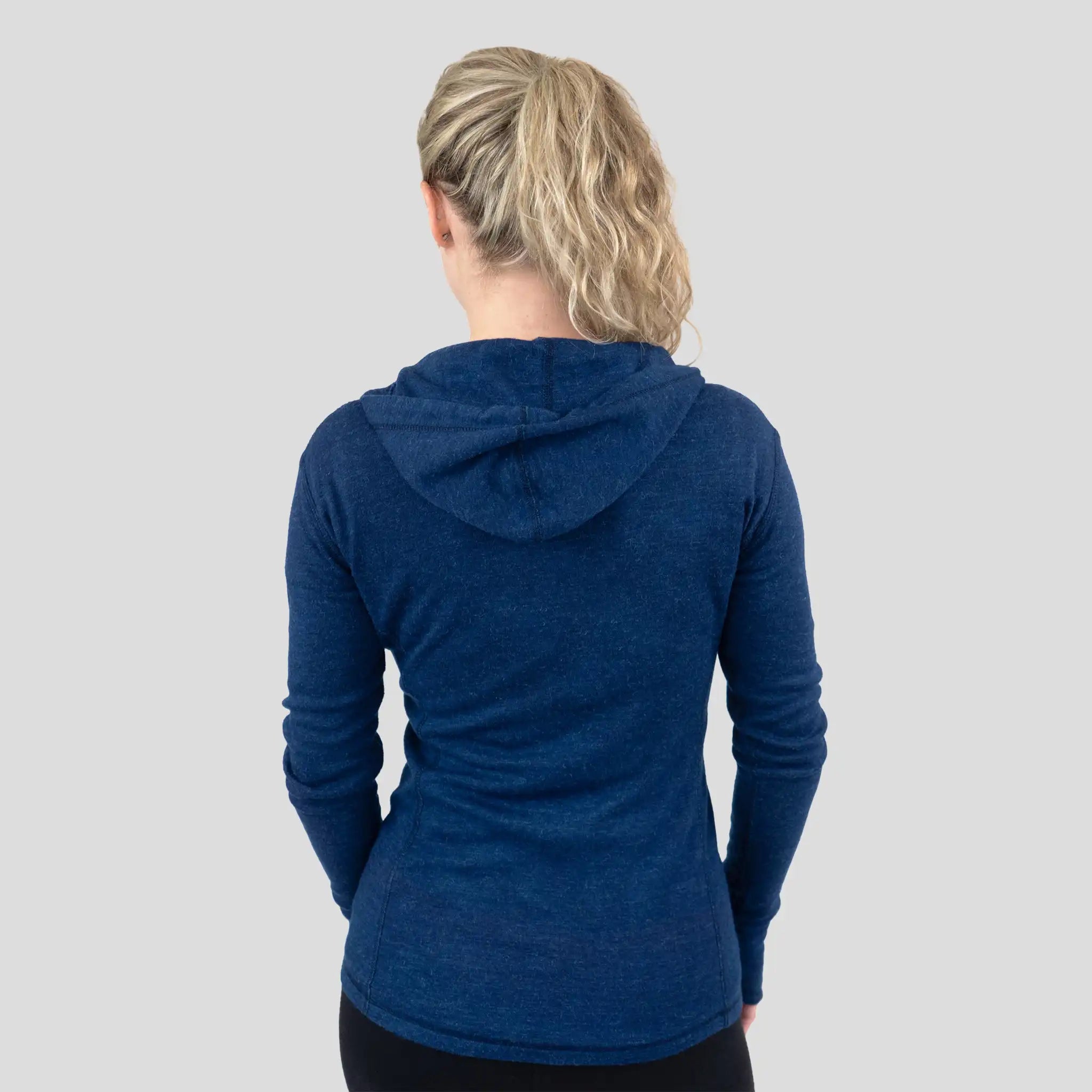 women warm alpaca wool baselayer hoodie lightweight color natural blue