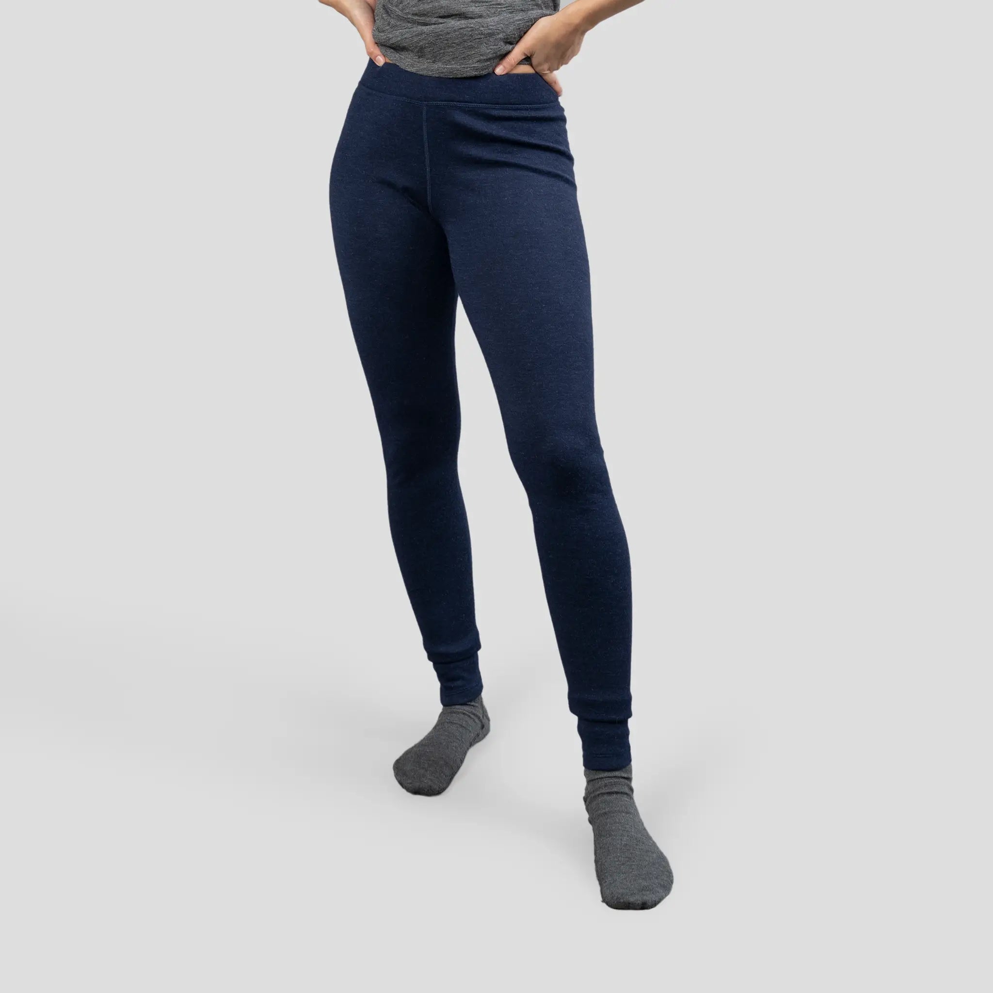 Women's Alpaca Wool Leggings: 300 Lightweight color navy blue
