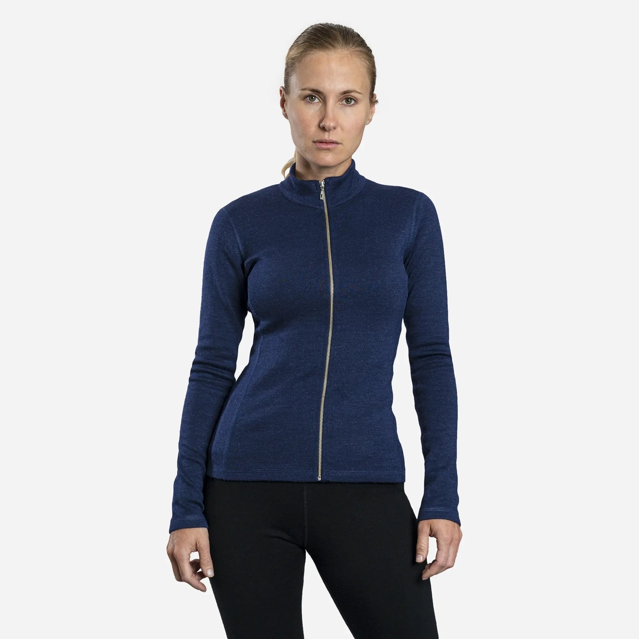 womens active comfort jacket full zip color navy blue